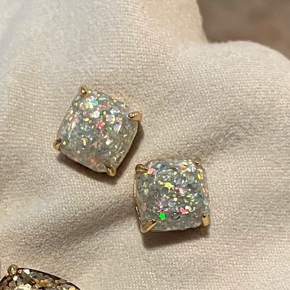 Kate Spade mini cushion glitter earrings